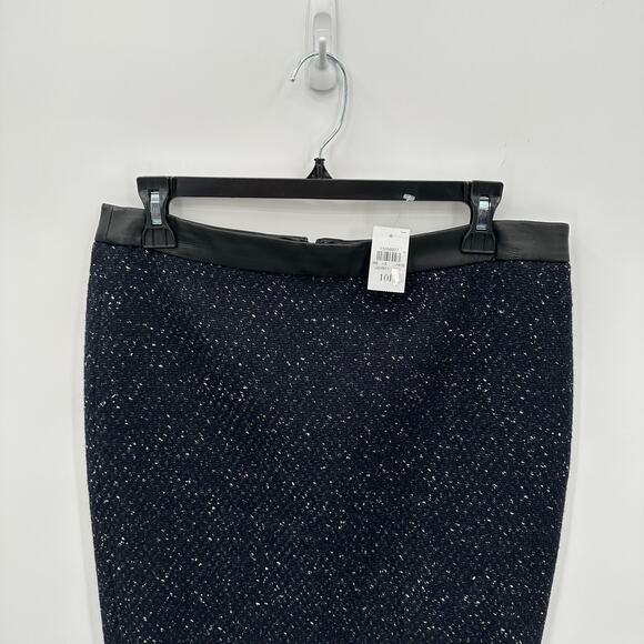 ANN TAYLOR NWT Navy Tweed Wool Blend Pencil Skirt // 10 Petite - Picture 2 of 7